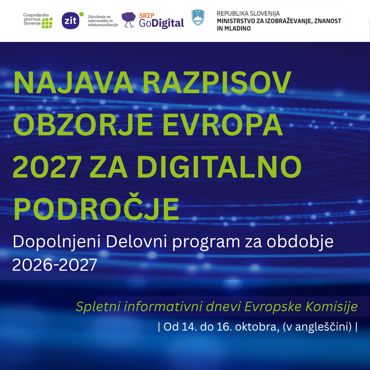 Najava razpisov Obzorje Evropa 2027 za digitalno področje