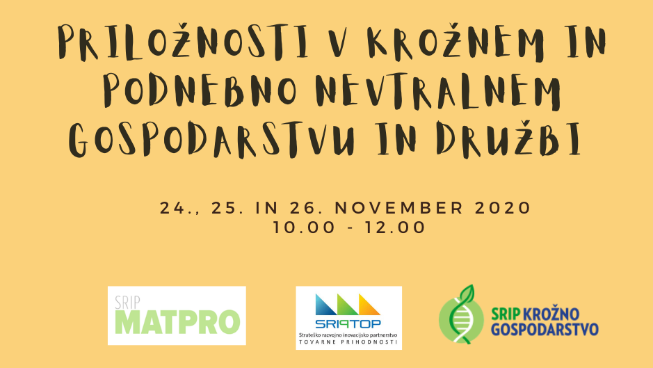 Arhiv: Triperesni e-posvet SRIP-ov: Priložnosti v krožnem in podnebno-nevtralnem gospodarstvu in družbi, 24., 25. in 26. 11. 2020