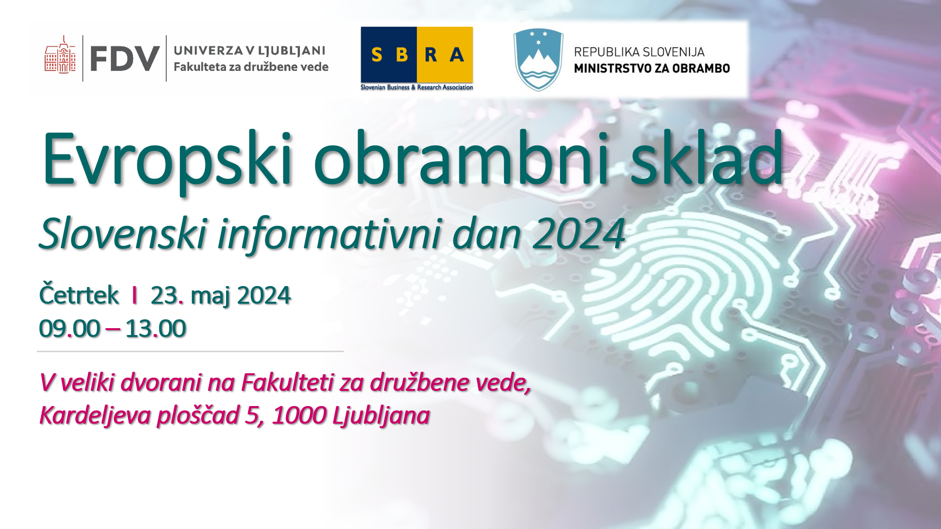 Vabilo: Evropski obrambni sklad - Slovenski informativni dan 2024; 23. maj 2024 