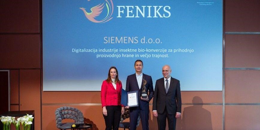 Nagrada Feniks podjetju Siemens za projekt Digitalizacija industrije insektne bio-konverzije za prihodnjo proizvodnjo hrane in večjo trajnost